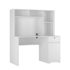 Scrivania per computer con libreria, Scrivania in legno per ragazzi, Scrivania per laptop per ufficio domestico con cassetti, 3 prese CA e 2 porte di ricarica USB