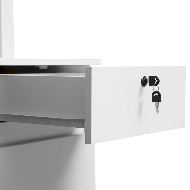 Scrivania per computer con libreria, Scrivania in legno per ragazzi, Scrivania per laptop per ufficio domestico con cassetti, 3 prese CA e 2 porte di ricarica USB