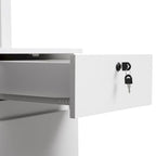 Scrivania per computer con libreria, Scrivania in legno per ragazzi, Scrivania per laptop per ufficio domestico con cassetti, 3 prese CA e 2 porte di ricarica USB