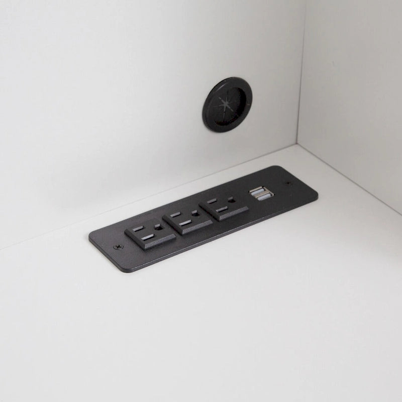 Scrivania per computer con libreria, Scrivania in legno per ragazzi, Scrivania per laptop per ufficio domestico con cassetti, 3 prese CA e 2 porte di ricarica USB