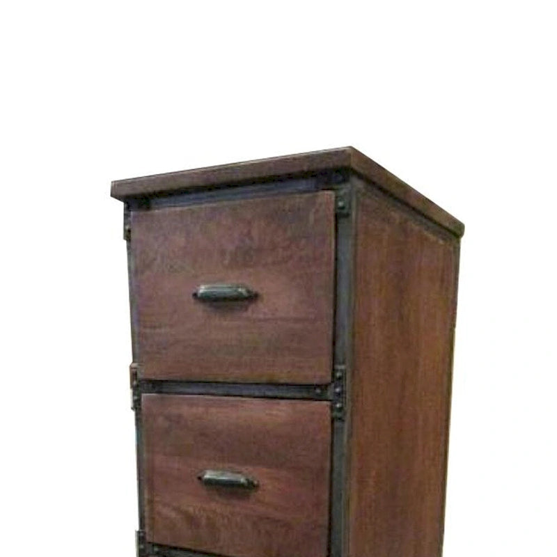 Cassettiera rustica fatta a mano in legno massiccio a 4 cassetti