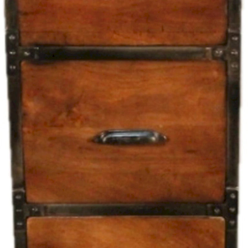 Cassettiera rustica fatta a mano in legno massiccio a 4 cassetti