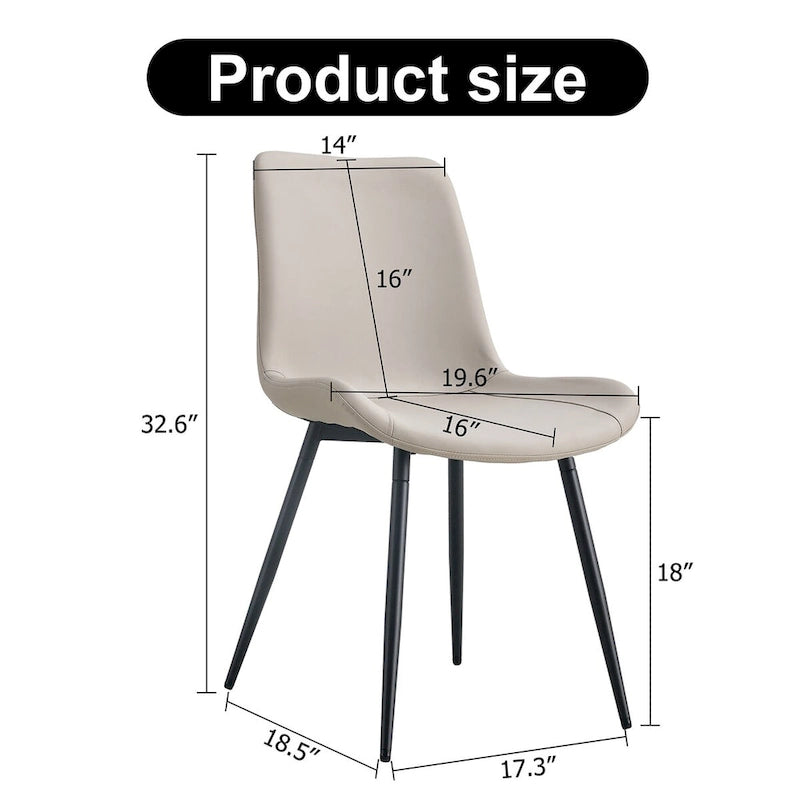 Sedia da pranzo con schienale imbottito in ecopelle, gambe in metallo nero, seduta curva allargata per un maggiore comfort (6 sedie)