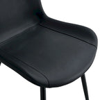 Sedia da pranzo con schienale imbottito in ecopelle, gambe in metallo nero, seduta curva allargata per un maggiore comfort (6 sedie)
