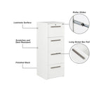 Classificatore verticale a 4 cassetti in legno bianco contemporaneo