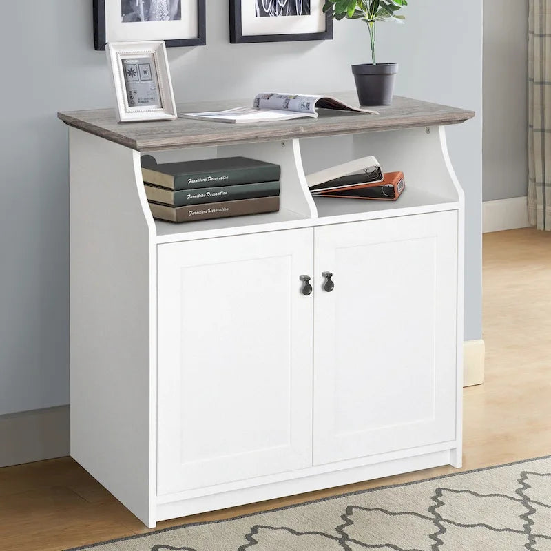  Finley White 2-Door Vertical Filing Cabinet with Hidden Storage