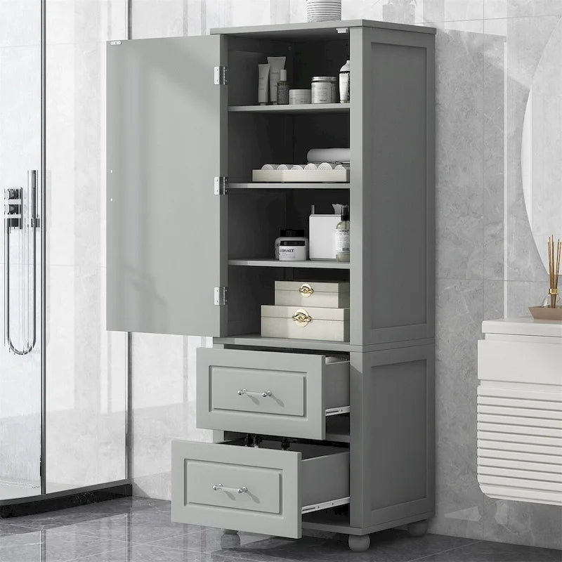 Mobile alto da bagno a colonna con due cassetti
