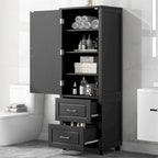 Mobile alto da bagno a colonna con due cassetti