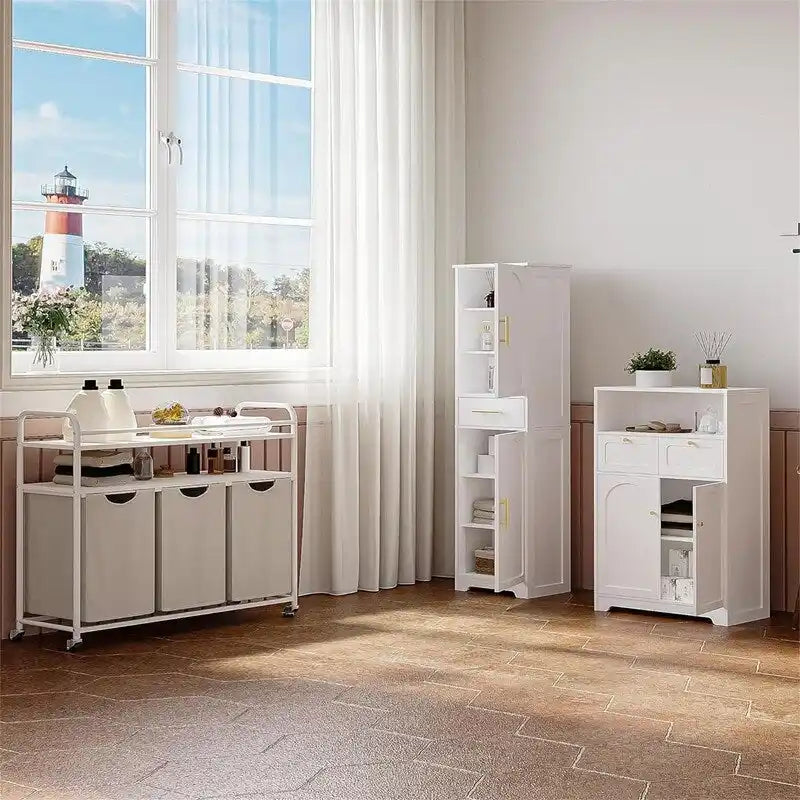 Armadio alto da bagno a pavimento con 2 ante - 30P x 40L x 170A cm