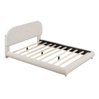 Letto imbottito con struttura a piattaforma, rivestito in tessuto Teddy Fleece, matrimoniale
