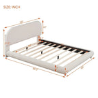 Letto imbottito con struttura a piattaforma, rivestito in tessuto Teddy Fleece, matrimoniale