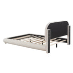 Letto imbottito con struttura a piattaforma, rivestito in tessuto Teddy Fleece, matrimoniale