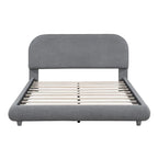 Letto imbottito con struttura a piattaforma, rivestito in tessuto Teddy Fleece, matrimoniale