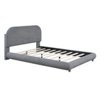 Letto imbottito con struttura a piattaforma, rivestito in tessuto Teddy Fleece, matrimoniale