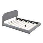 Letto imbottito con struttura a piattaforma, rivestito in tessuto Teddy Fleece, matrimoniale