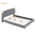 Letto imbottito con struttura a piattaforma, rivestito in tessuto Teddy Fleece, matrimoniale