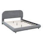 Letto imbottito con struttura a piattaforma, rivestito in tessuto Teddy Fleece, matrimoniale