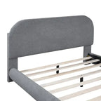 Letto imbottito con struttura a piattaforma, rivestito in tessuto Teddy Fleece, matrimoniale