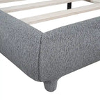 Letto imbottito con struttura a piattaforma, rivestito in tessuto Teddy Fleece, matrimoniale