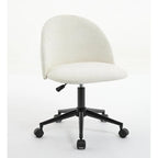 Sedia da ufficio Boucle, Sedia da scrivania con schienale medio regolabile, girevole, con gambe nere, Sedia da scrivania imbottita con ruote