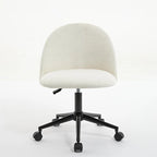 Sedia da ufficio Boucle, Sedia da scrivania con schienale medio regolabile, girevole, con gambe nere, Sedia da scrivania imbottita con ruote