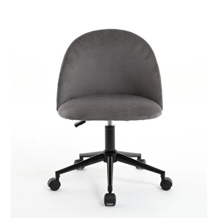 Sedia da ufficio Boucle, Sedia da scrivania con schienale medio regolabile, girevole, con gambe nere, Sedia da scrivania imbottita con ruote