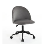 Sedia da ufficio Boucle, Sedia da scrivania con schienale medio regolabile, girevole, con gambe nere, Sedia da scrivania imbottita con ruote