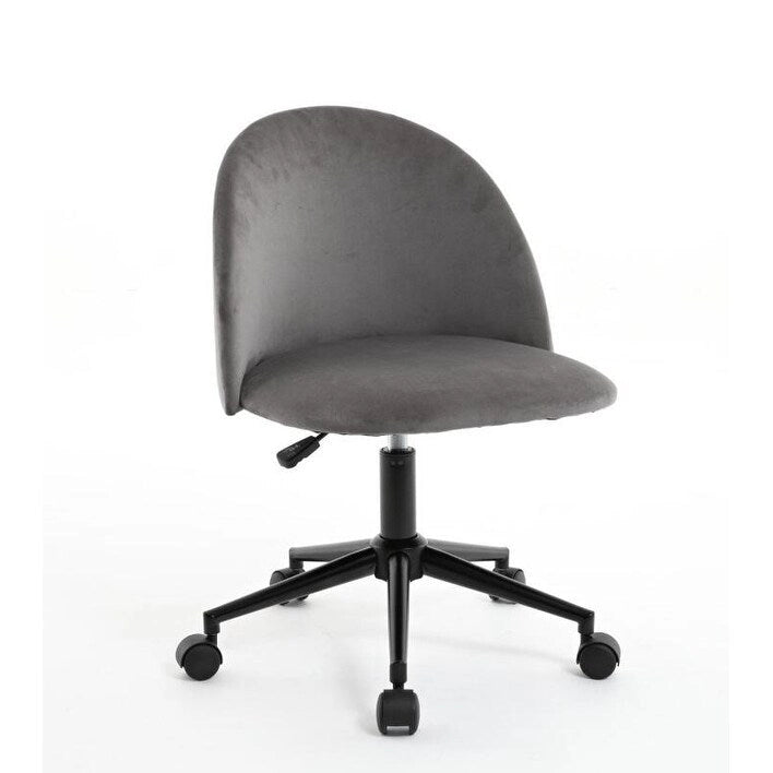 Sedia da ufficio Boucle, Sedia da scrivania con schienale medio regolabile, girevole, con gambe nere, Sedia da scrivania imbottita con ruote
