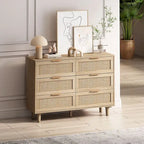 Mobile contenitore a 6 cassetti in rattan naturale da 109,9 cm per camera da letto e soggiorno