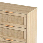 Mobile contenitore a 6 cassetti in rattan naturale da 109,9 cm per camera da letto e soggiorno