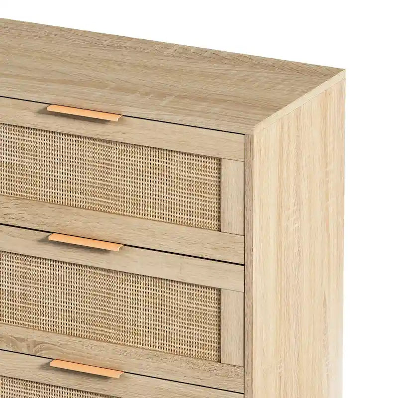Mobile contenitore a 6 cassetti in rattan naturale da 109,9 cm per camera da letto e soggiorno