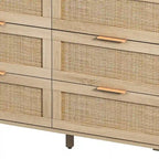 Mobile contenitore a 6 cassetti in rattan naturale da 109,9 cm per camera da letto e soggiorno