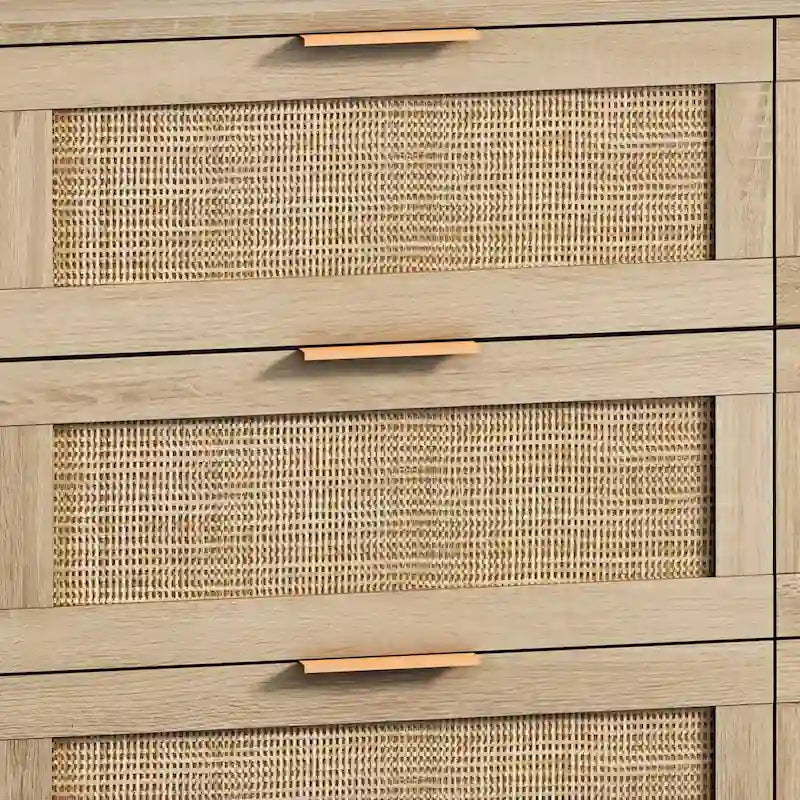Mobile contenitore a 6 cassetti in rattan naturale da 109,9 cm per camera da letto e soggiorno